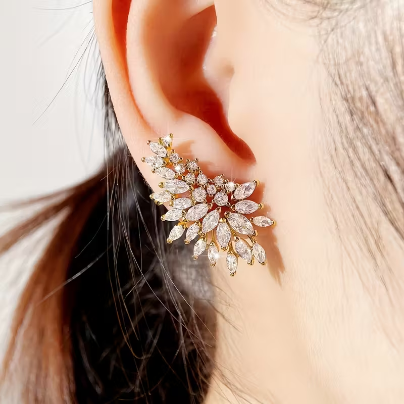 Elegant Zirconia Flower Earrings