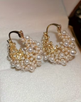 Pearl Basket Gold Earrings