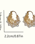 Pearl Basket Gold Earrings