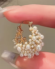 Pearl Basket Gold Earrings