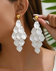 Elegant Geometric Tassel Leaf Earrings