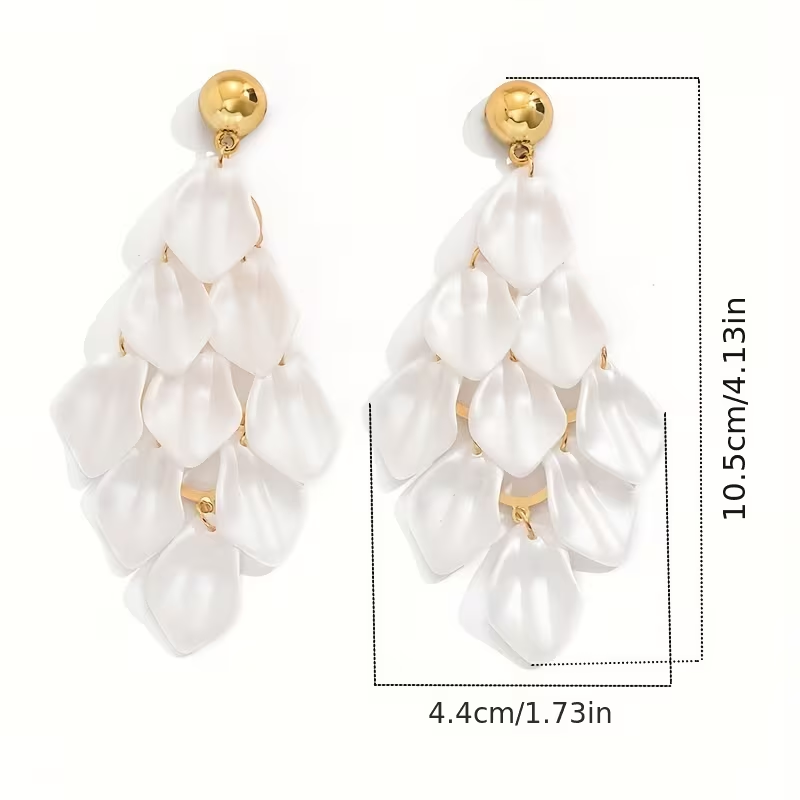 Elegant Geometric Tassel Leaf Earrings