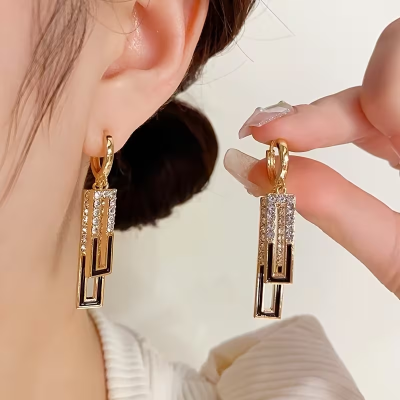Dangling Geometric Square Earrings