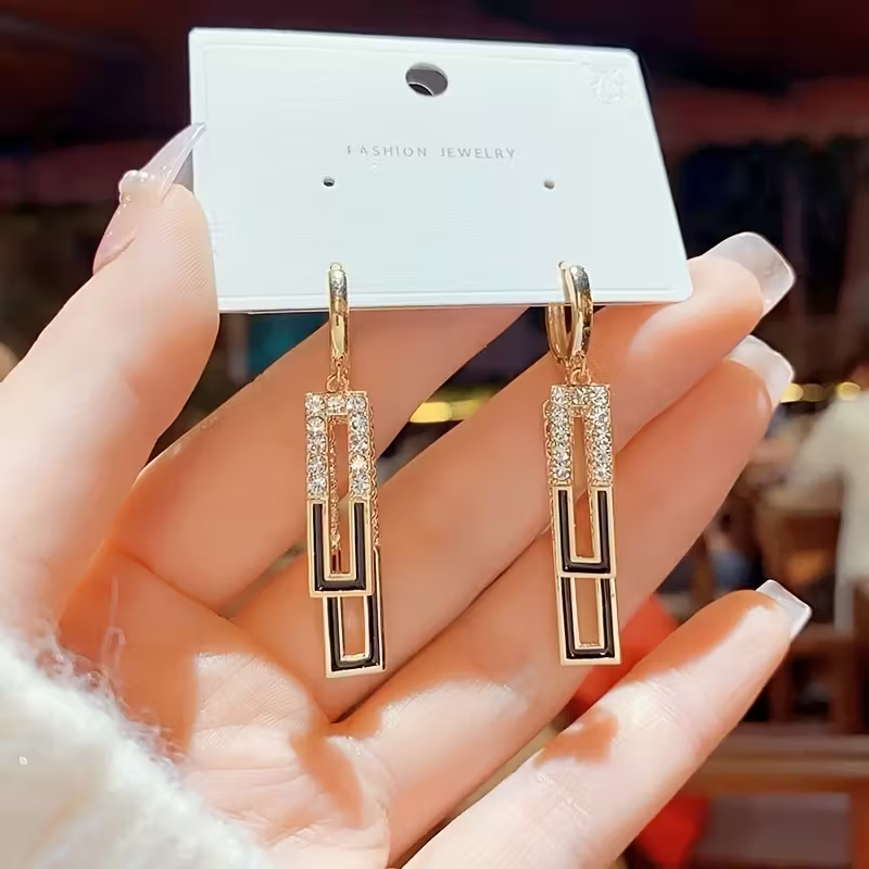 Dangling Geometric Square Earrings