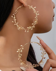 Elegant Boho Floral Hoop Earrings