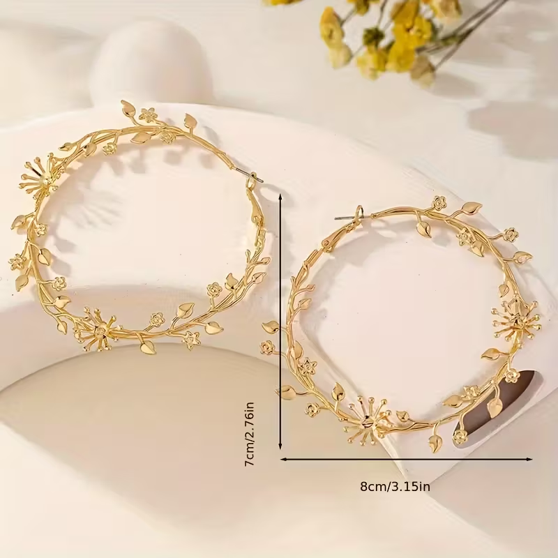 Elegant Boho Floral Hoop Earrings