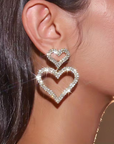 Elegant Double Crystal Heart Earrings