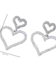 Elegant Double Crystal Heart Earrings