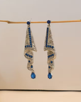 Elegant Blue Dangling Crystal Earrings