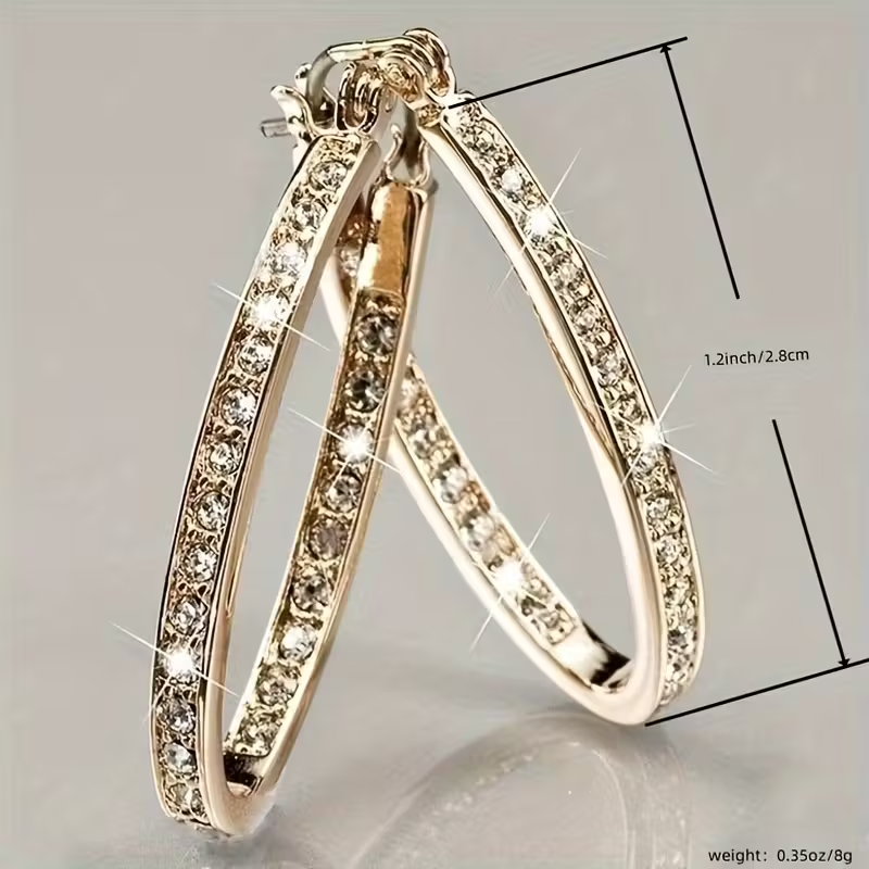 Elegant Large Zirconia Hoop Earrings