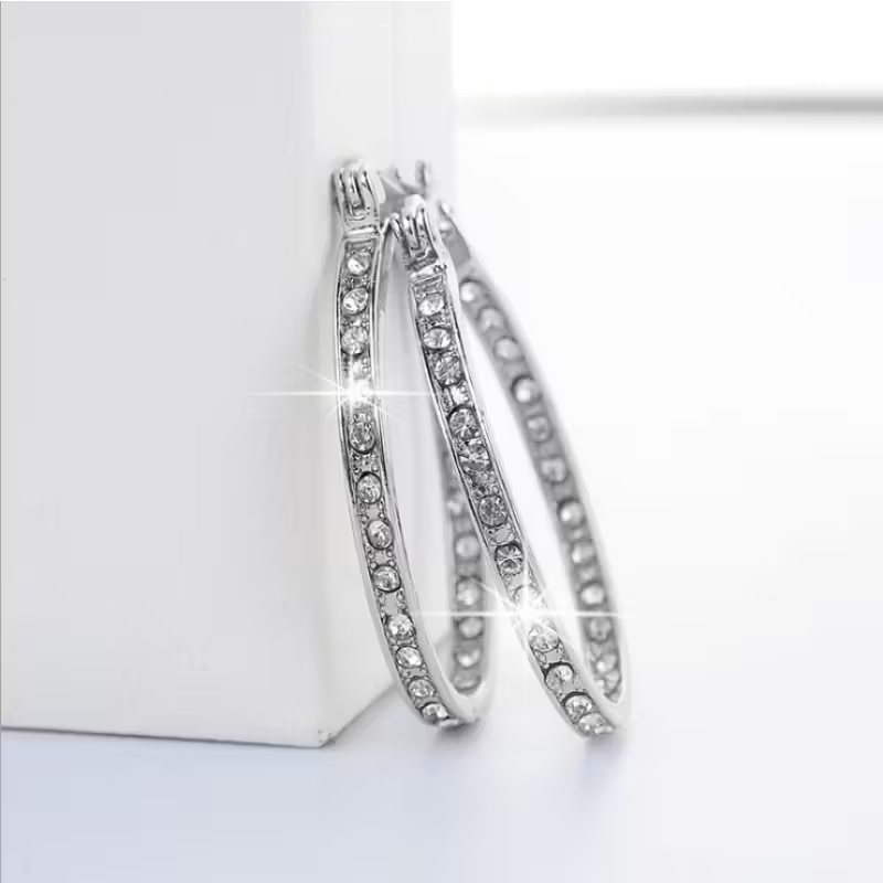 Elegant Large Zirconia Hoop Earrings