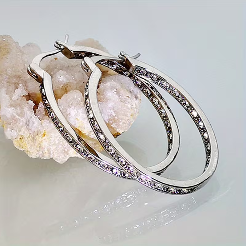 Elegant Large Zirconia Hoop Earrings