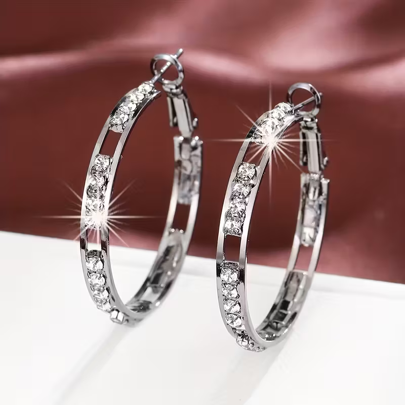Elegant Bright Hollow Hoop Earrings