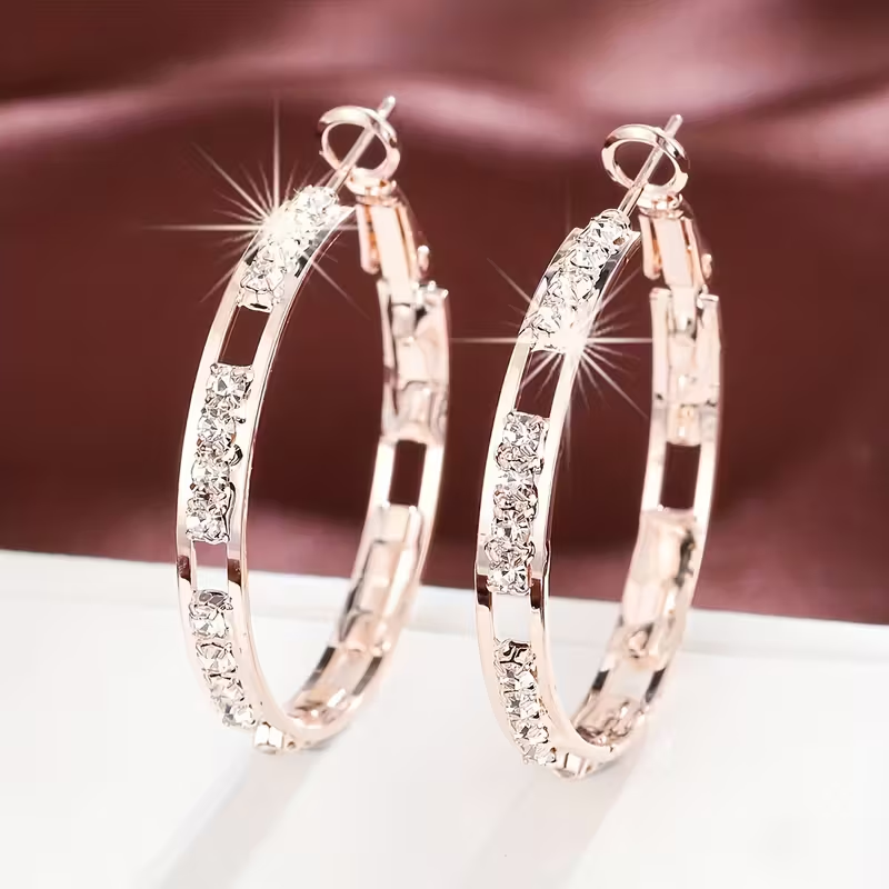 Elegant Bright Hollow Hoop Earrings