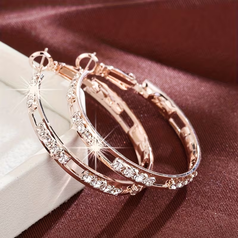 Elegant Bright Hollow Hoop Earrings