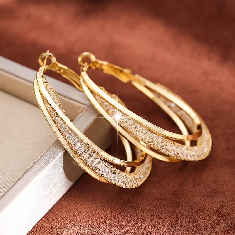 Elegant Bright Hollow Mesh Earrings