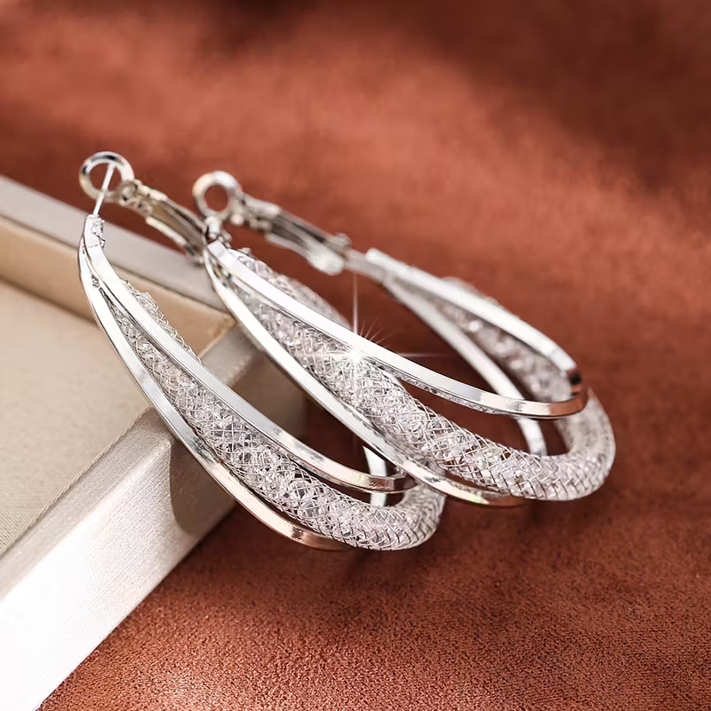 Elegant Bright Hollow Mesh Earrings