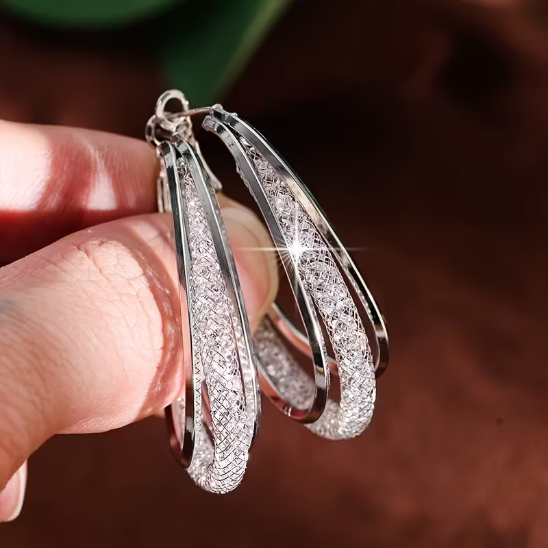 Elegant Bright Hollow Mesh Earrings
