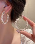 Pearl Twisted Hoop Earrings