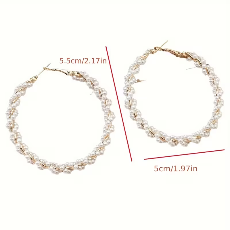 Pearl Twisted Hoop Earrings