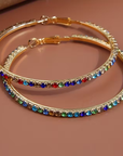 Elegant Rainbow Crystal Hoop Earrings