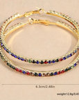Elegant Rainbow Crystal Hoop Earrings
