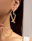 Large Heart Gold Earrings