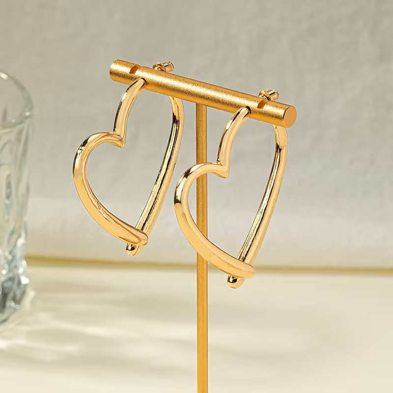 Large Heart Gold Earrings