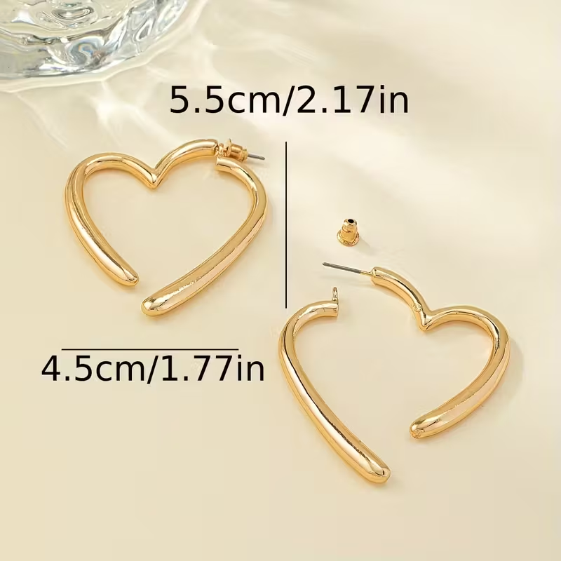 Large Heart Gold Earrings