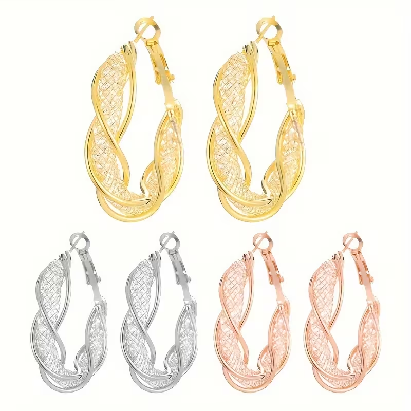 Elegant Bright Hollow Twisted Earrings