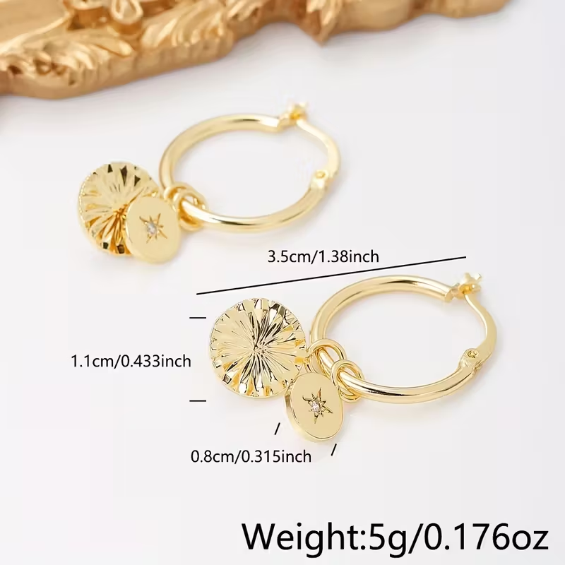 Dangle Gold Charm Crystal Earrings