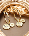 Dangle Gold Charm Crystal Earrings