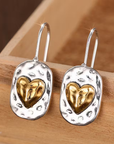 Golden Heart Pebble Drop Earrings