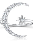Silver Moon and Star Ring