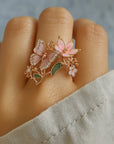 Nature Bright Butterfly Zirconia Ring