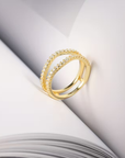 Elegant Double-Layer Gold Bright Ring