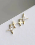 Star Stud Earrings with Zirconia in Gold