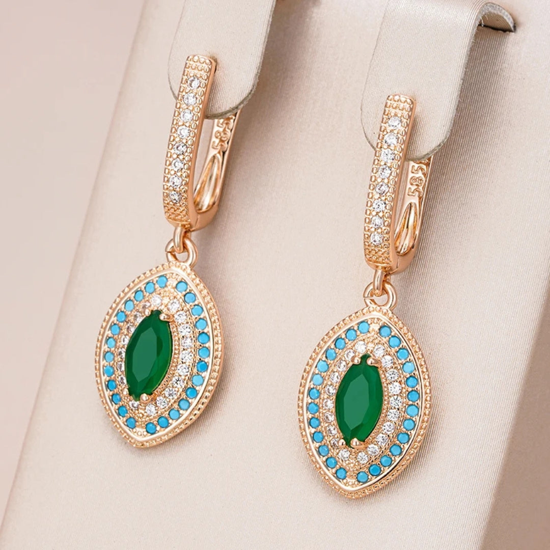 Elegant Blue &amp; Green Mandala Earrings