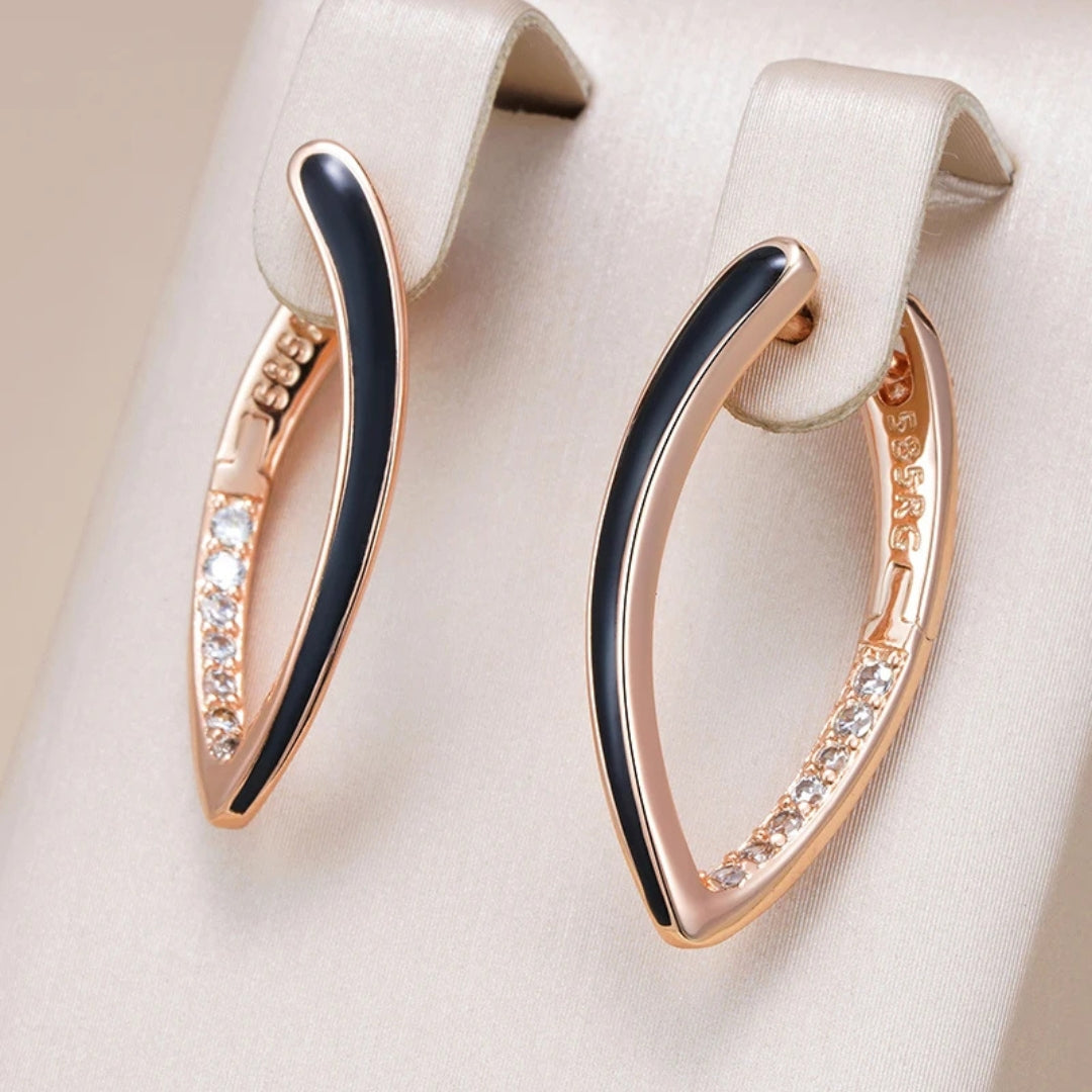 Black Elegant Enamel Earrings