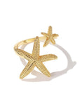 Adjustable Starfish Ring in Silver and Gold