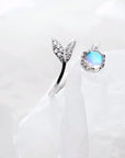 Dolphin Tail Adjustable Ring in Silver and Blue Zirconia