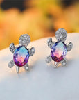 Sea Turtle Earrings in Zirconium and Silver