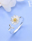 Silver Adjustable Sunflower Ring