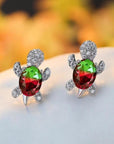 Sea Turtle Earrings in Zirconium and Silver