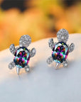 Sea Turtle Earrings in Zirconium and Silver