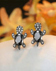 Sea Turtle Earrings in Zirconium and Silver