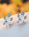 Sea Turtle Earrings in Zirconium and Silver